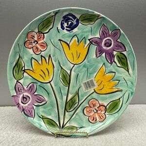 NWT Strata Group Giverney Green Floral 11" Dinner Plate, Hand-Painted Portugal